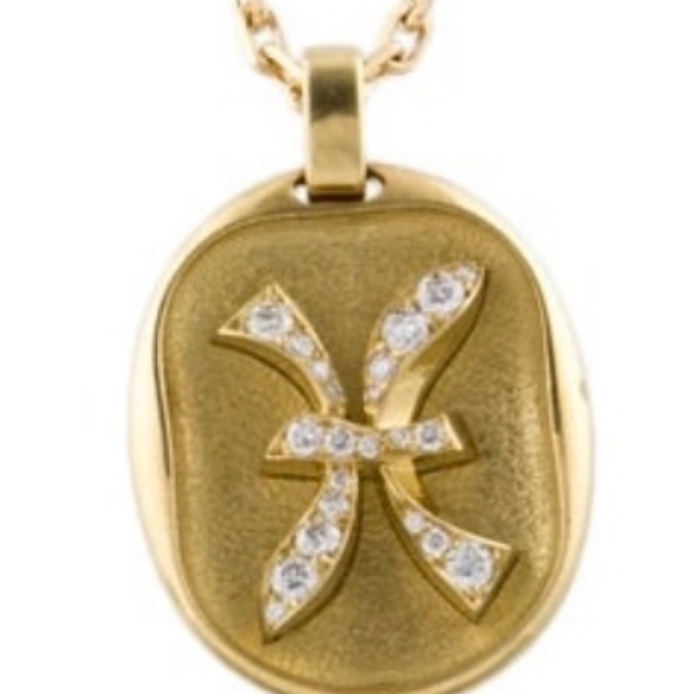 Jemma Wynne 18k gold diamond zodiac, pisces pendant necklace. RARE FIND